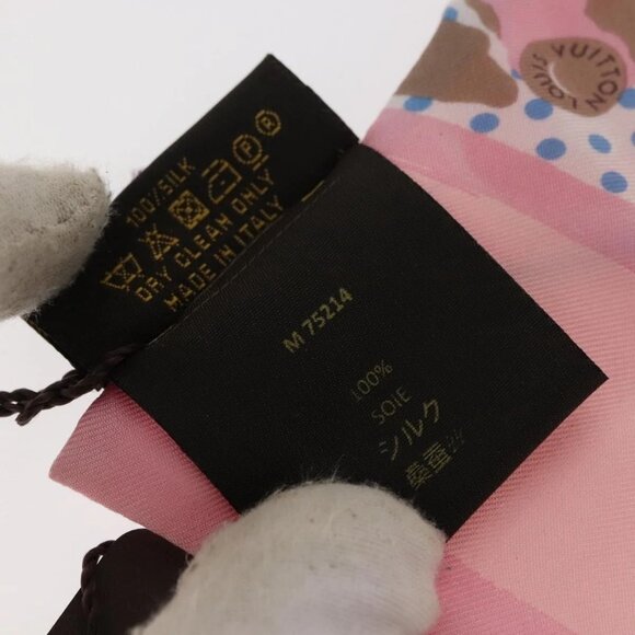 LOUIS VUITTON Bando Retro Flower Scarf Silk Pink Beige M75214 LV Auth am9452 - Picture 14 of 14